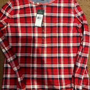 Ralph Lauren Red and White Plaid Long Sleeve Top